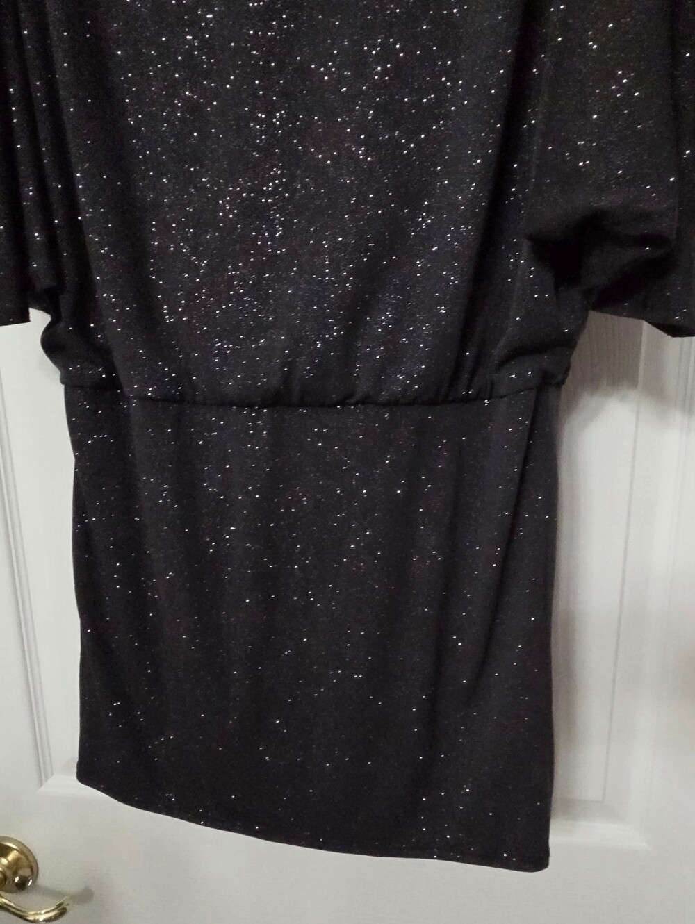 Betsy & Adam Black Sparkle Split-Sleeve Cocktail Dress Size 4 - Picture 7 of 14